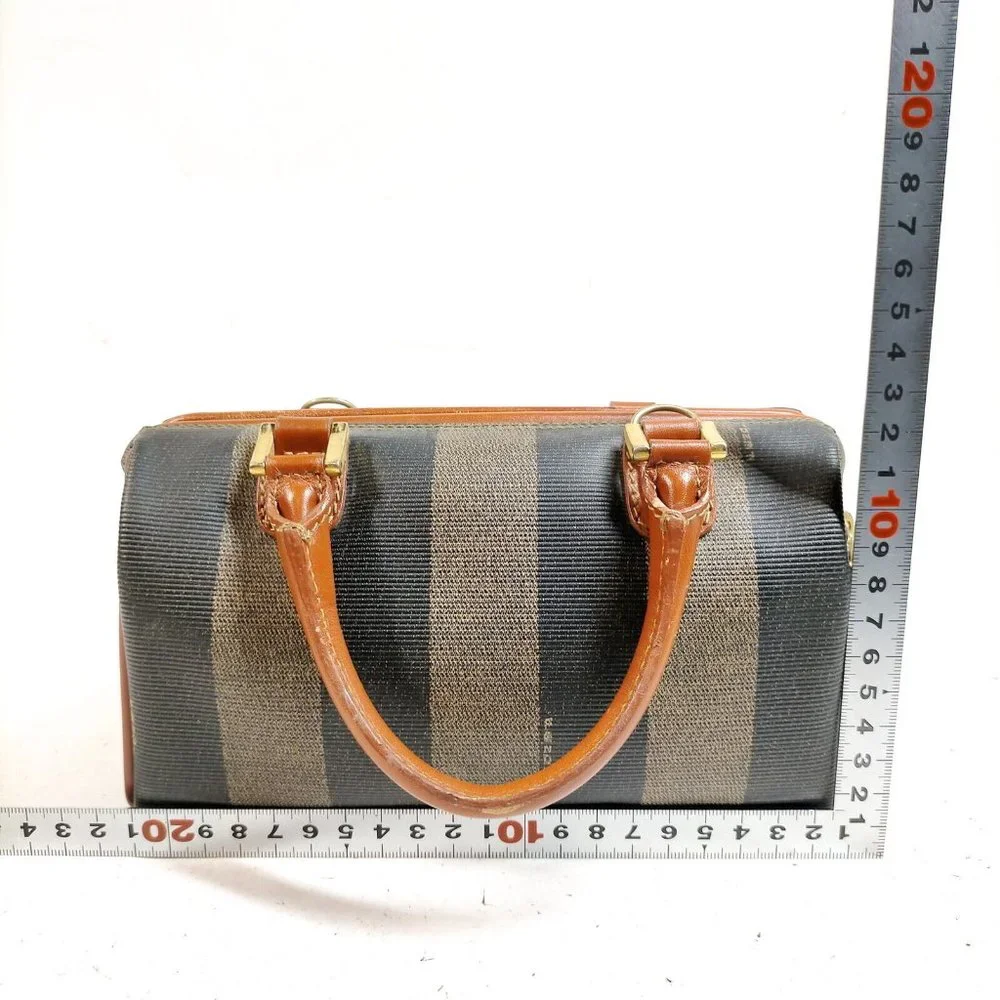 Sold elsewhere - Fendi Mini Pequin Boston Bag Brown Handles - Picture 2 of 16
